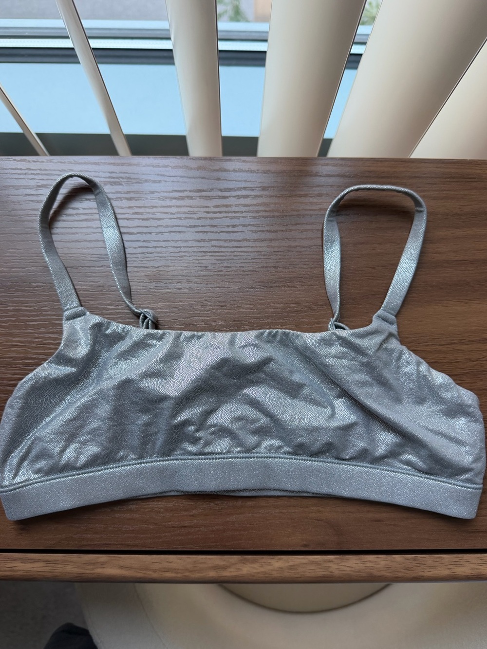 Skims Silver Metallic Bralette